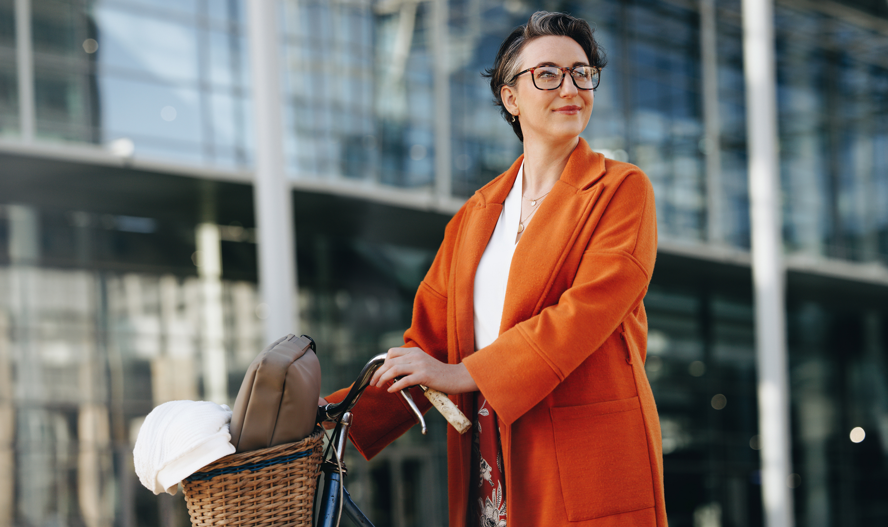 Working woman with a bike